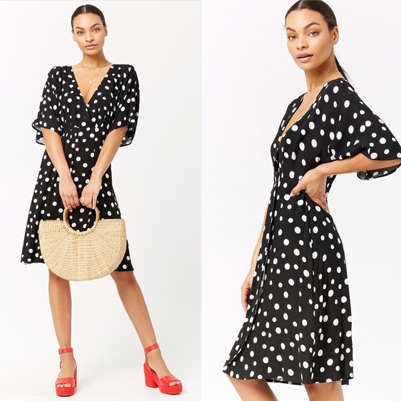 polka dot knee length dress